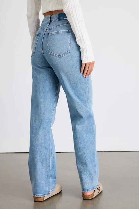 City Straight Light Wash Denim Straight Leg Jeans sold by Lulus product image thumbnail 3