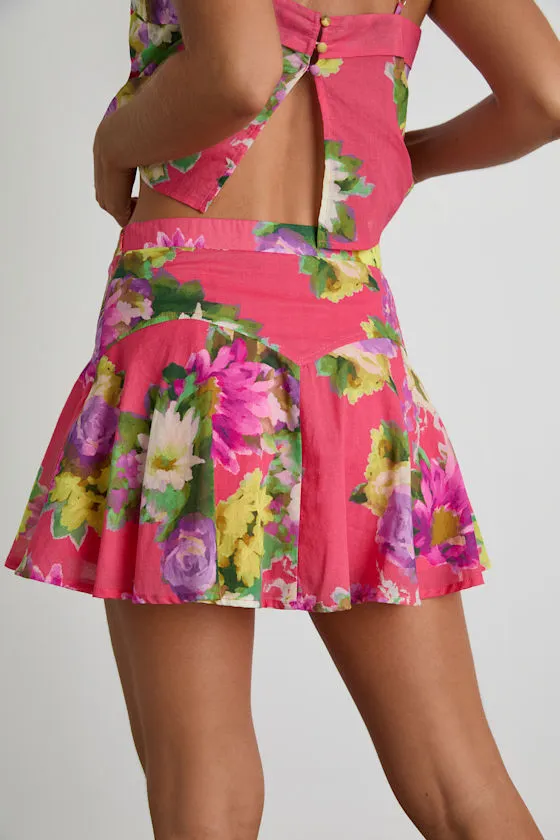 Tova Hot Pink Floral High-Rise Mini Skirt sold by Lulus product image thumbnail 3