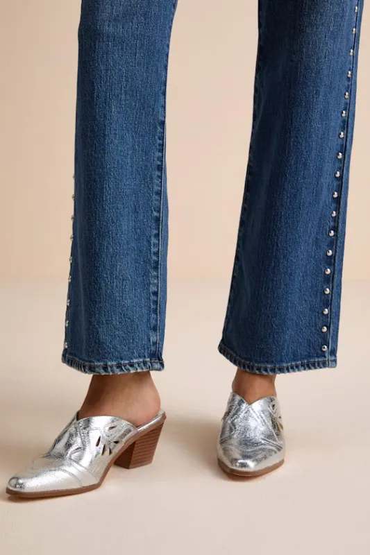 Armina Silver Western Mule Pumps sold by Lulus