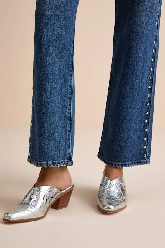 Armina Silver Western Mule Pumps sold by Lulus