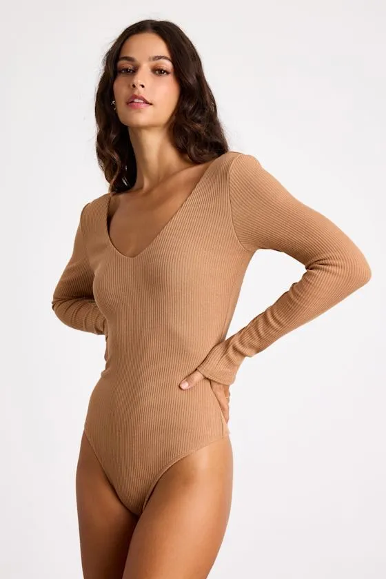 Easygoing Chic Light Brown Long Sleeve Bodysuit sold by Lulus product image thumbnail 4
