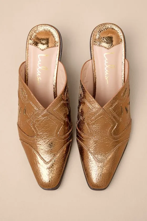 Armina Bronze Western Mule Pumps sold by Lulus product image thumbnail 4