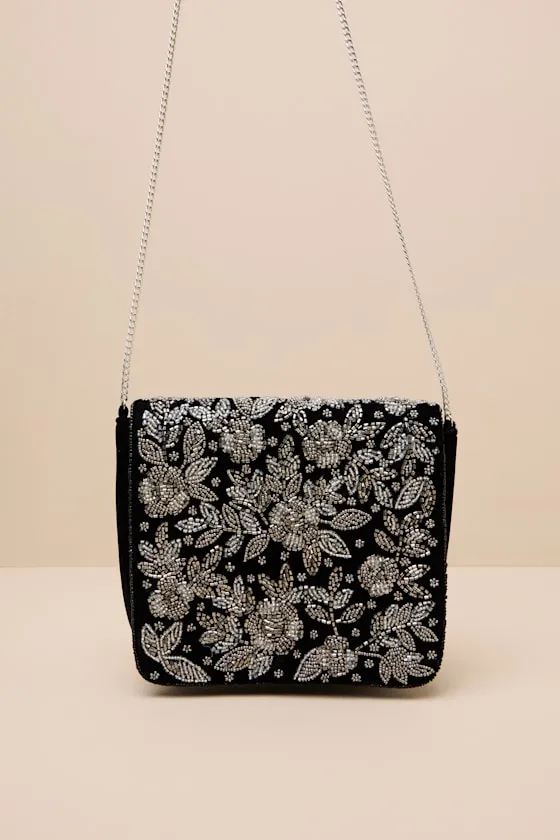 Rhia Black Floral Beaded Velvet Clutch sold by Lulus product image thumbnail 2