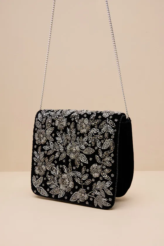 Rhia Black Floral Beaded Velvet Clutch sold by Lulus product image thumbnail 4