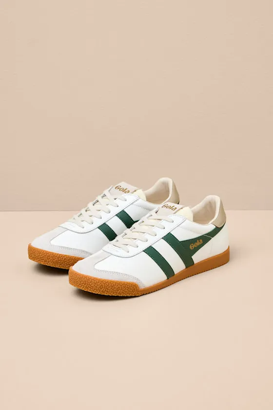 Elan White and Evergreen Leather Lace-Up Sneakers sold by Lulus