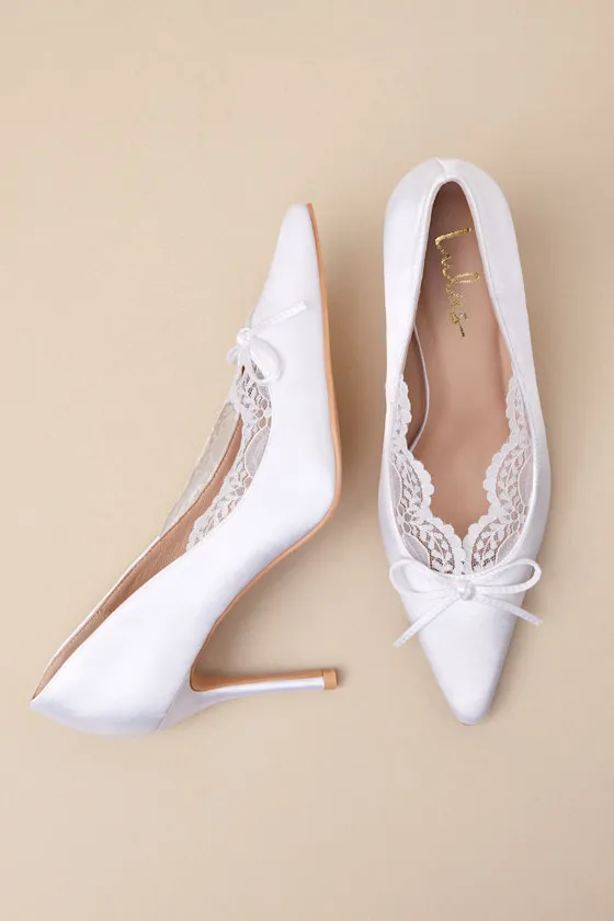 Calandre White Satin Pointed-Toe Pumps sold by Lulus product image thumbnail 2