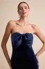 Dramatic Stunner Navy Velvet Bow Strapless Maxi Dress sold by Lulus