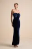 Dramatic Stunner Navy Velvet Bow Strapless Maxi Dress sold by Lulus