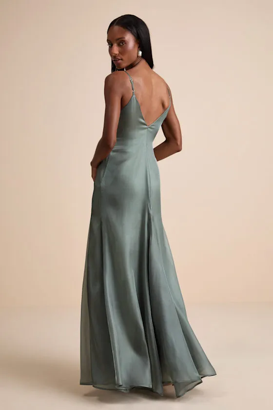 Luziel Sage Green Organza Pleated Maxi Dress sold by Lulus product image thumbnail 3