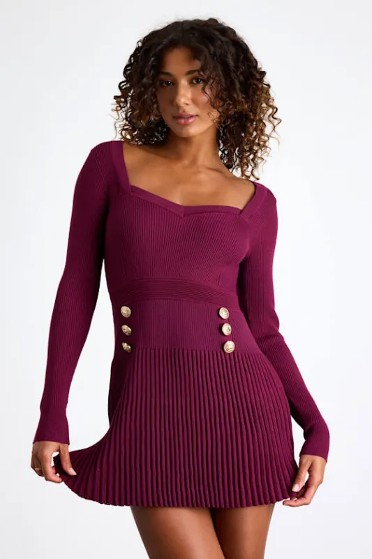Chicest Crush Plum Ribbed Long Sleeve Mini Sweater Dress sold by Lulus