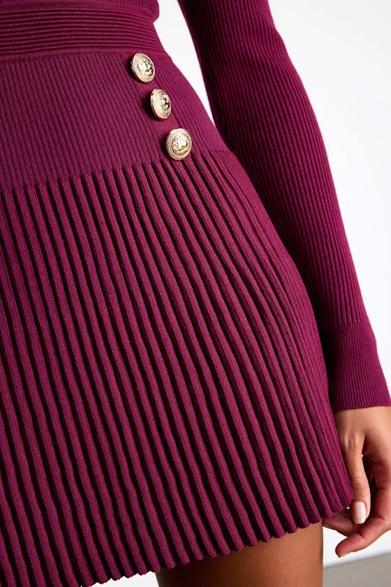 Chicest Crush Plum Ribbed Long Sleeve Mini Sweater Dress sold by Lulus product image thumbnail 4