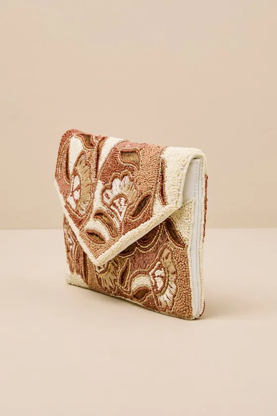 Thelia Tan Multi Beaded Envelope Clutch sold by Lulus product image thumbnail 2