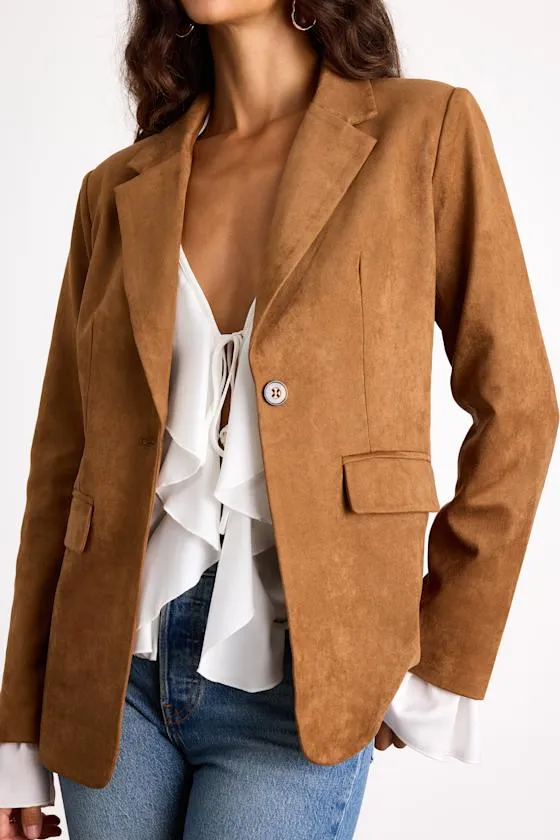 Corwin Brown Suede Oversized Blazer sold by Lulus product image thumbnail 2