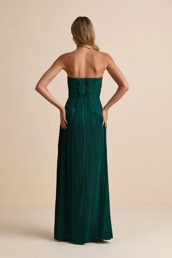 Narasha Emerald Green Pleated Strapless Maxi Dress sold by Lulus product image thumbnail 4
