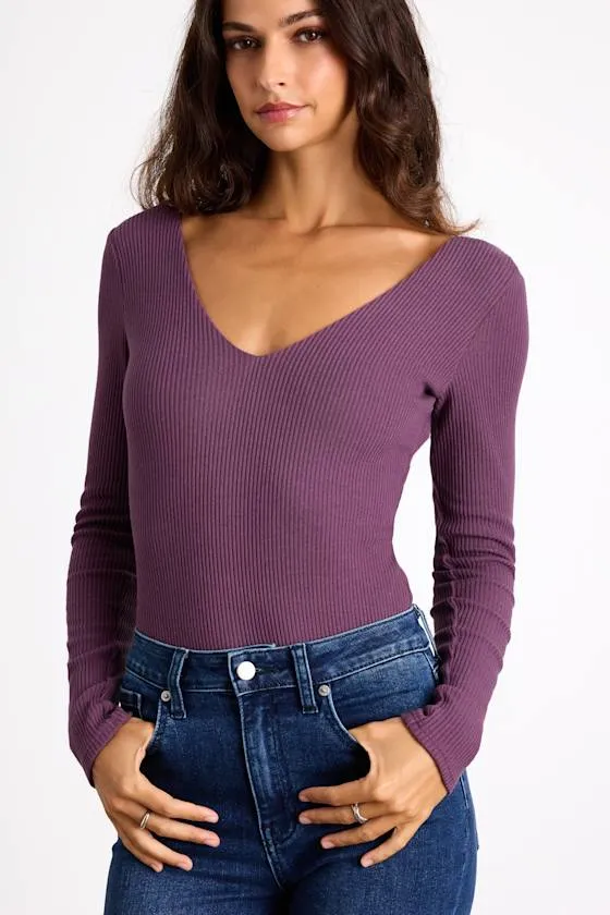 Easygoing Chic Purple Long Sleeve Bodysuit sold by Lulus