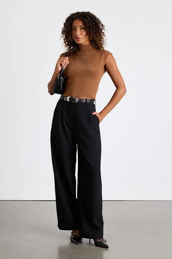 Suki Light Brown Mock Neck Cap Sleeve Sweater Top sold by Lulus product image thumbnail 4