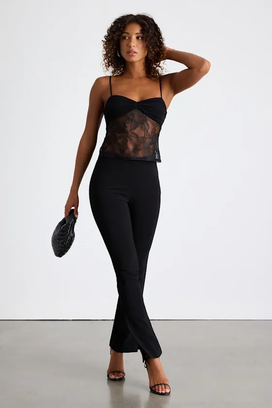 Carter Black Sheer Embroidered Tank Top sold by Lulus product image thumbnail 4