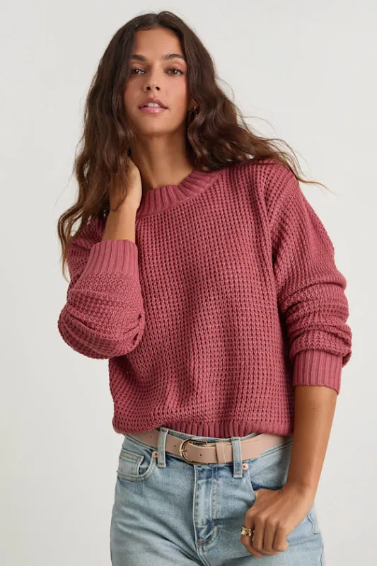 Campfire Cozy Rusty Rose Cropped Sweater sold by Lulus