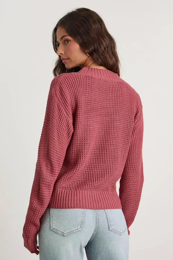 Campfire Cozy Rusty Rose Cropped Sweater sold by Lulus product image thumbnail 3