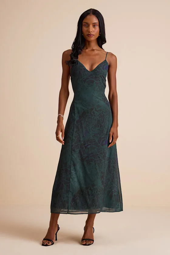 Mattison Emerald Snake Print Tie-Back Maxi Dress sold by Lulus product image thumbnail 2