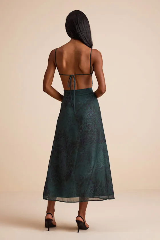 Mattison Emerald Snake Print Tie-Back Maxi Dress sold by Lulus product image thumbnail 4