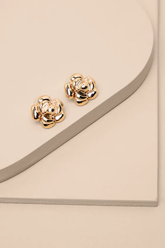 Raizel Gold Rosette Stud Earrings sold by Lulus product image thumbnail 2