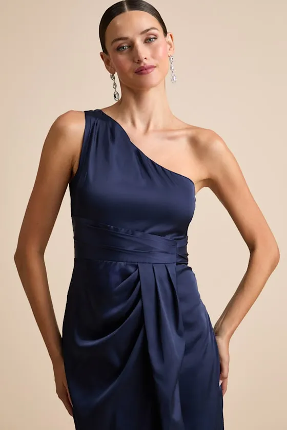Rhema Navy Satin Midi Dress sold by Lulus product image thumbnail 2