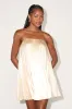 Bellina Champagne Satin Pleated Strapless Mini Dress sold by Lulus