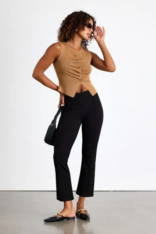 Quinn Black Seamed High-Rise Cropped Flare Pants made by Lulus
