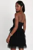 Fabulous Thoughts Black Tulle Strapless Tiered Mini Dress sold by Lulus