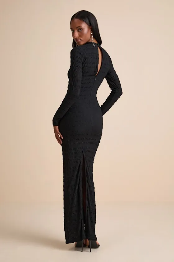 Trendsetting Design Black Textured Long Sleeve Maxi Dress sold by Lulus product image thumbnail 3