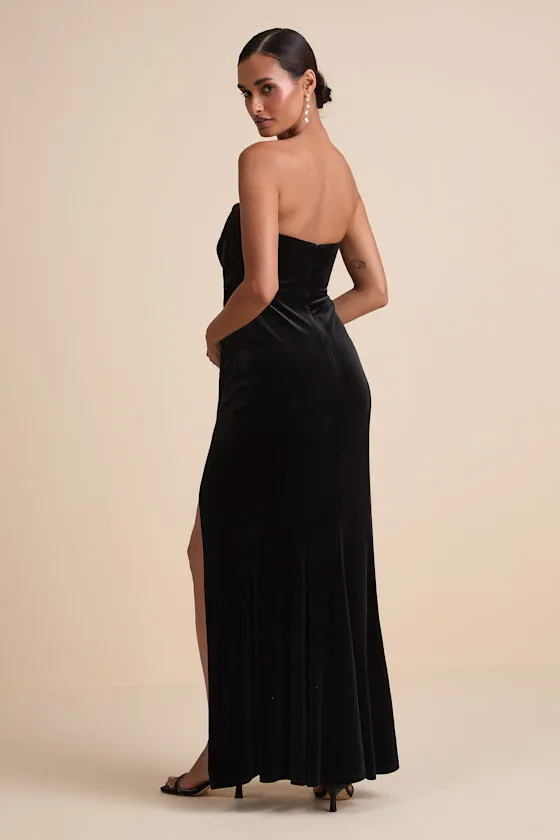Perfectly Captivating Black Velvet Strapless Maxi Dress sold by Lulus product image thumbnail 3