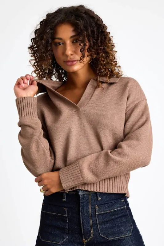 Cozy Forecast Light Brown Collared Pullover Sweater sold by Lulus