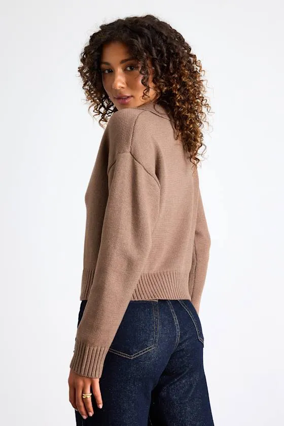 Cozy Forecast Light Brown Collared Pullover Sweater sold by Lulus product image thumbnail 3