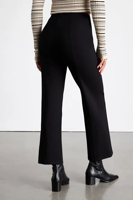 Quinn Black Ponte Mid-Rise Straight Leg Cropped Pants sold by Lulus product image thumbnail 3