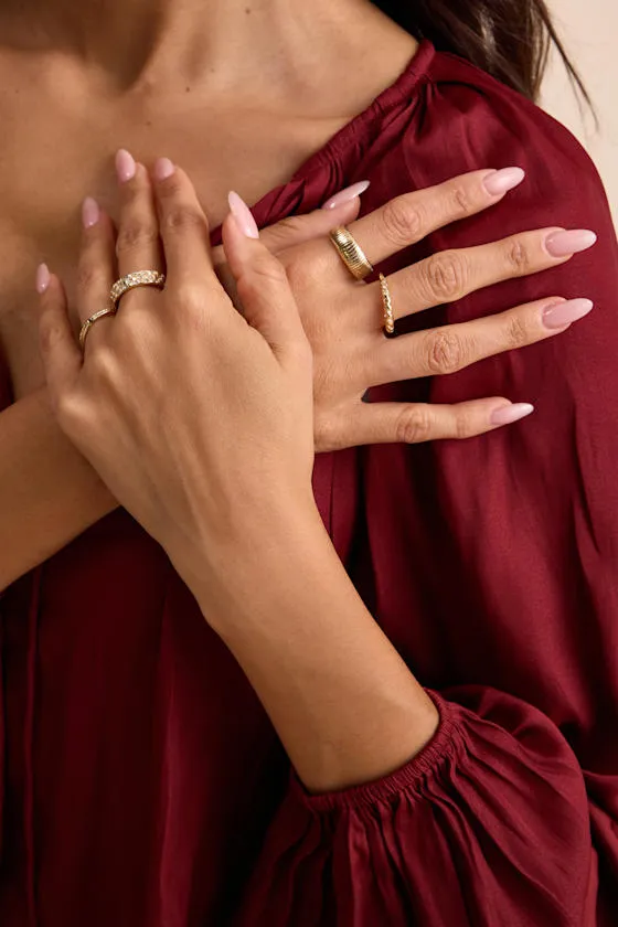 Camden Gold Textured Five-Piece Ring Set sold by Lulus product image thumbnail 3