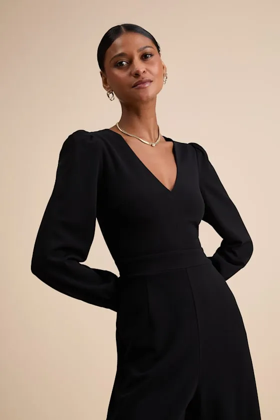 Celebrating Romance Black Long Sleeve Wide-Leg Jumpsuit sold by Lulus product image thumbnail 2