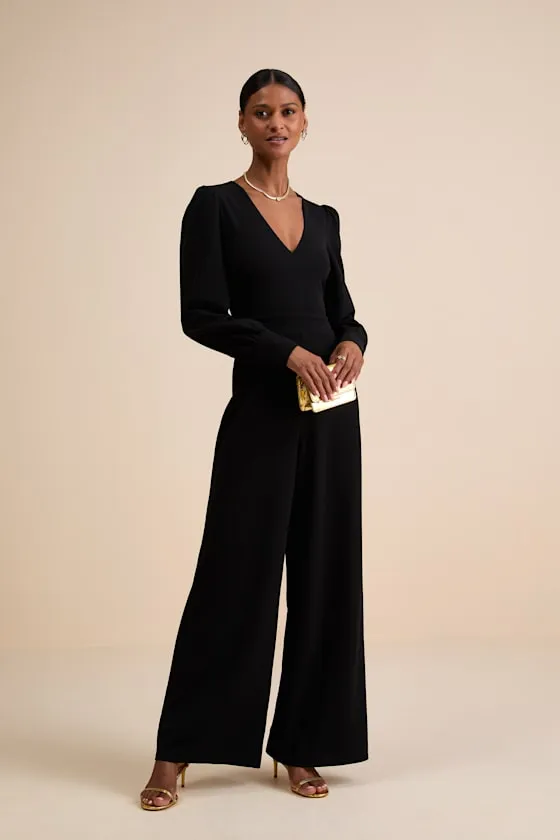 Celebrating Romance Black Long Sleeve Wide-Leg Jumpsuit sold by Lulus product image thumbnail 3