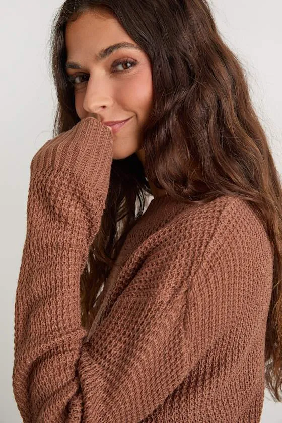 Campfire Cozy Light Brown Cropped Sweater sold by Lulus product image thumbnail 2