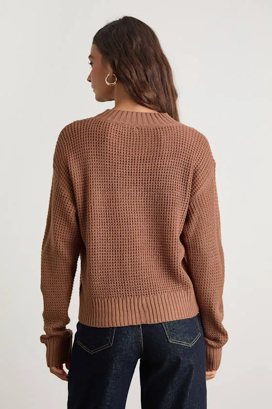Campfire Cozy Light Brown Cropped Sweater sold by Lulus product image thumbnail 3