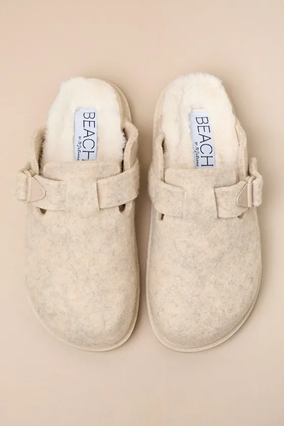 Portland Oatmeal Fuzzy Mule Slides sold by Lulus product image thumbnail 2