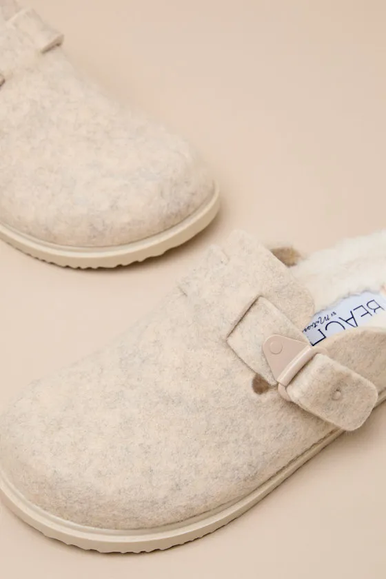 Portland Oatmeal Fuzzy Mule Slides sold by Lulus product image thumbnail 3