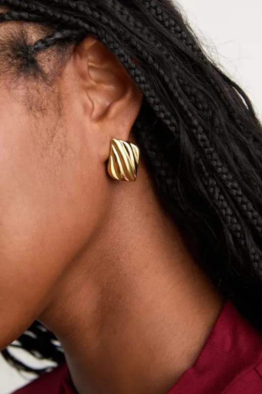 Erhan Gold Textured Square Earrings sold by Lulus