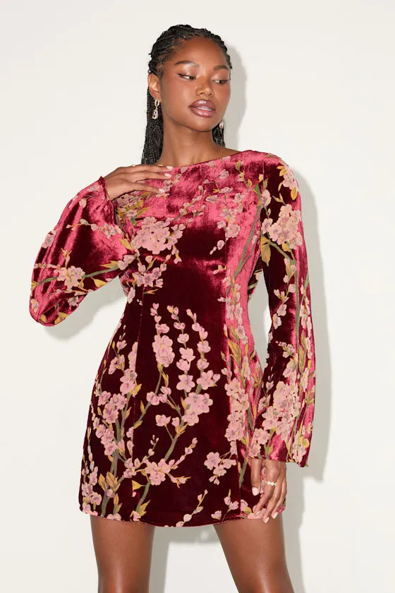 Charismatic Influence Red Burnout Velvet Cowl Back Mini Dress sold by Lulus product image thumbnail 3