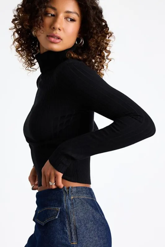 Perfected Comfort Black Turtleneck Sweater Top sold by Lulus