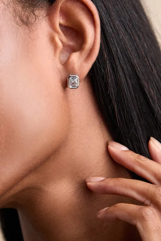 Amalyn 14KT White Gold Rhinestone Stud Earrings sold by Lulus