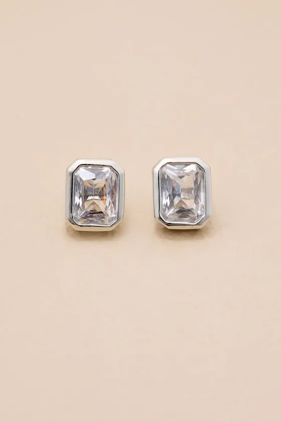 Amalyn 14KT White Gold Rhinestone Stud Earrings sold by Lulus product image thumbnail 2