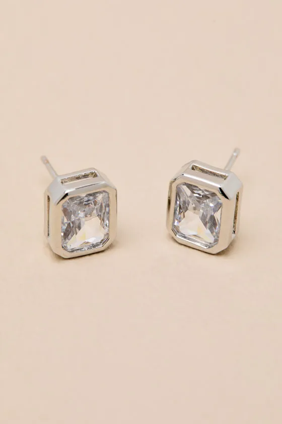 Amalyn 14KT White Gold Rhinestone Stud Earrings sold by Lulus product image thumbnail 4