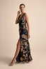 Kyra Navy Floral Mesh Cowl Neck Maxi Dress sold by Lulus