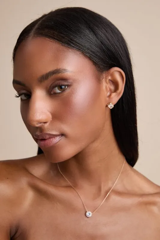 Amalyn 14KT Gold Rhinestone Stud Earrings sold by Lulus